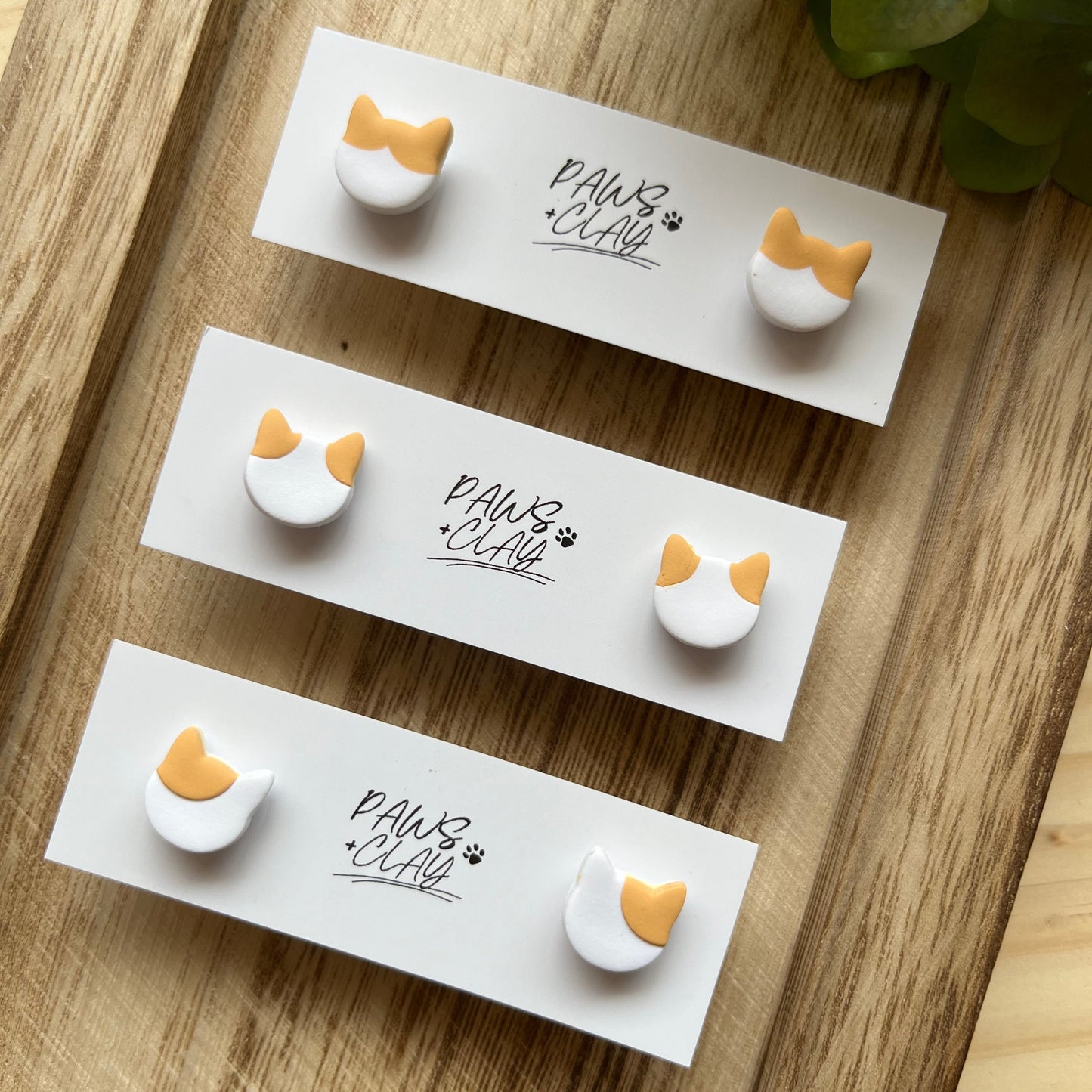 Ginger and White cat earrings