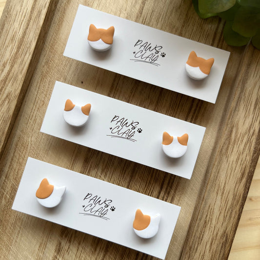 Orange and White Cat Earrings